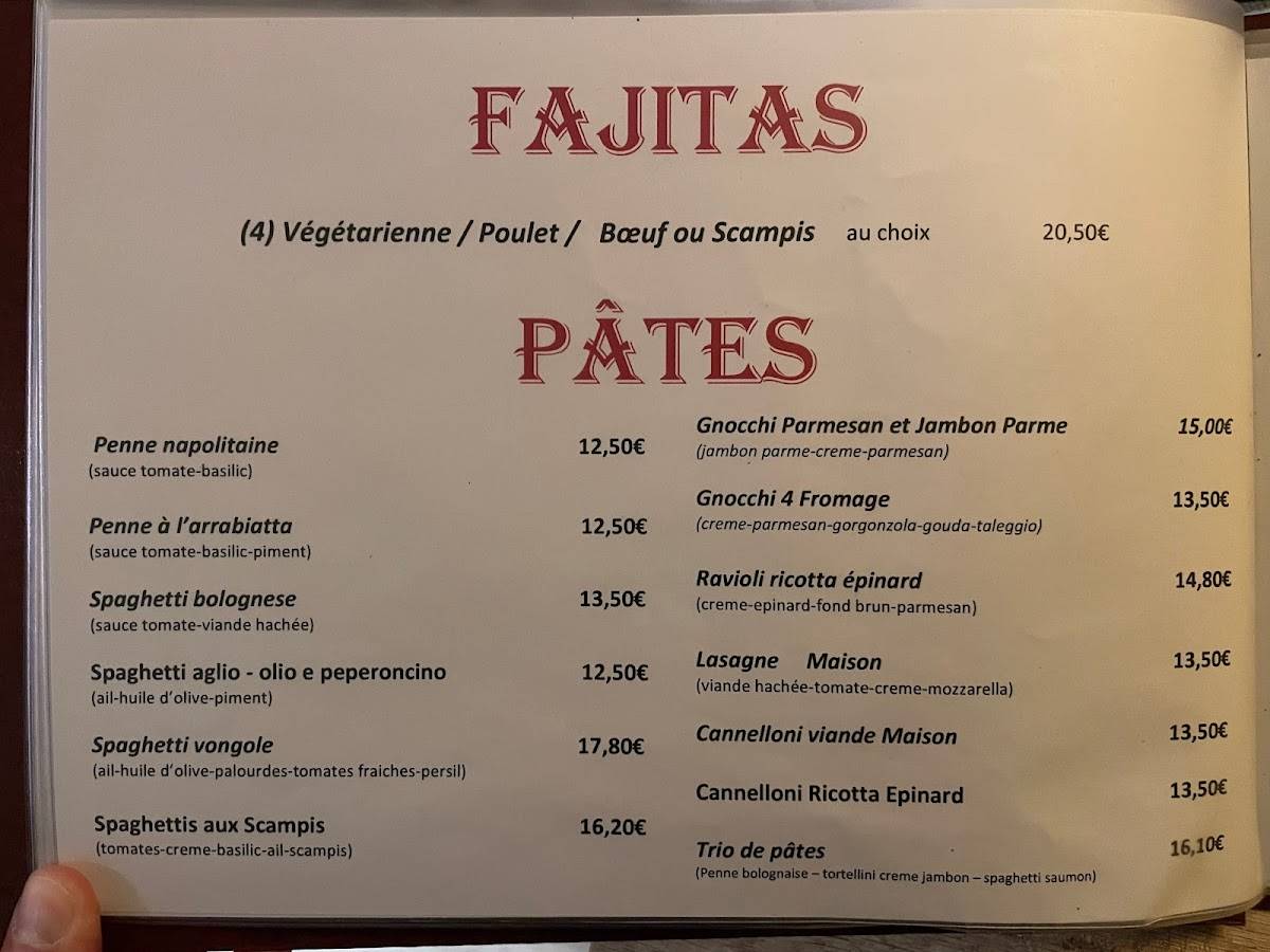 Menu de Brasserie Terres Rouges