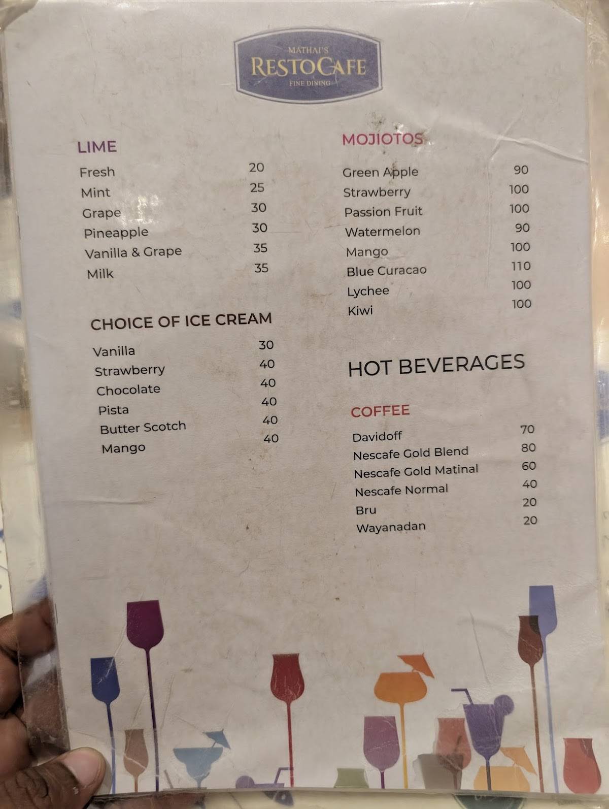 Mathai’s Restocafe menu