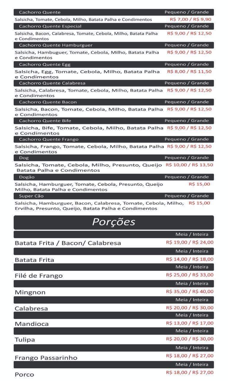 Matrix Jacarèzinho PR cardápio