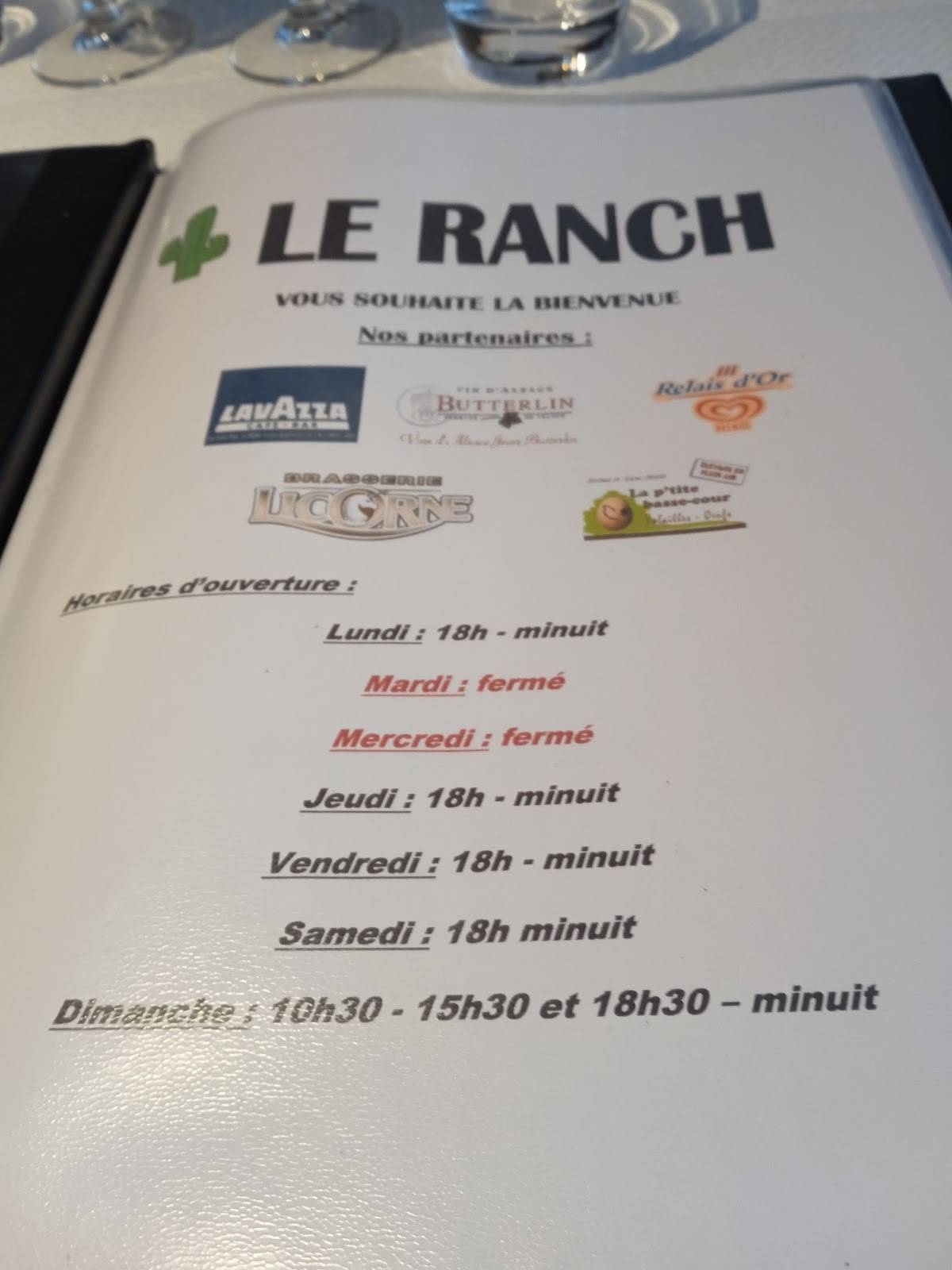 Menu de Restaurant Le Ranch ( Moselle ) OTTONVILLE/RICRANGE