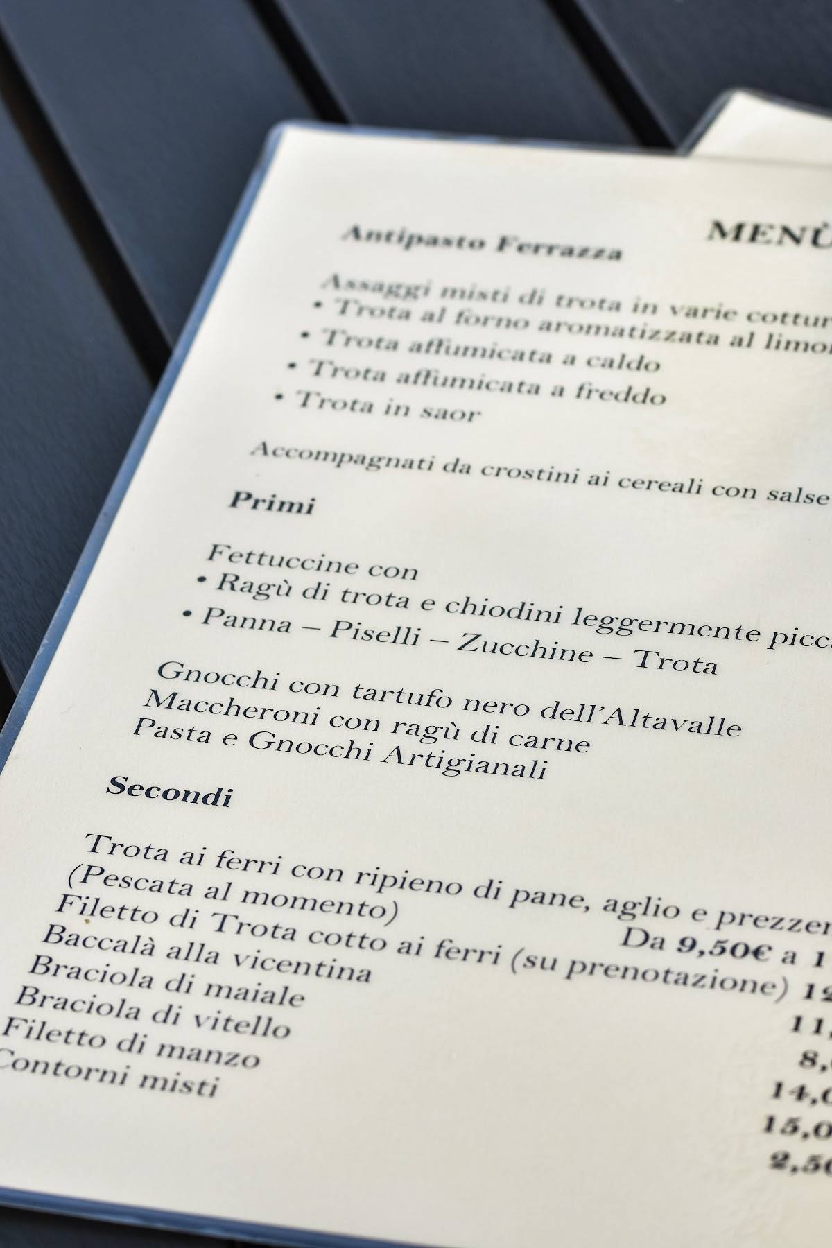 Menu di Ristorante Ferrazza 