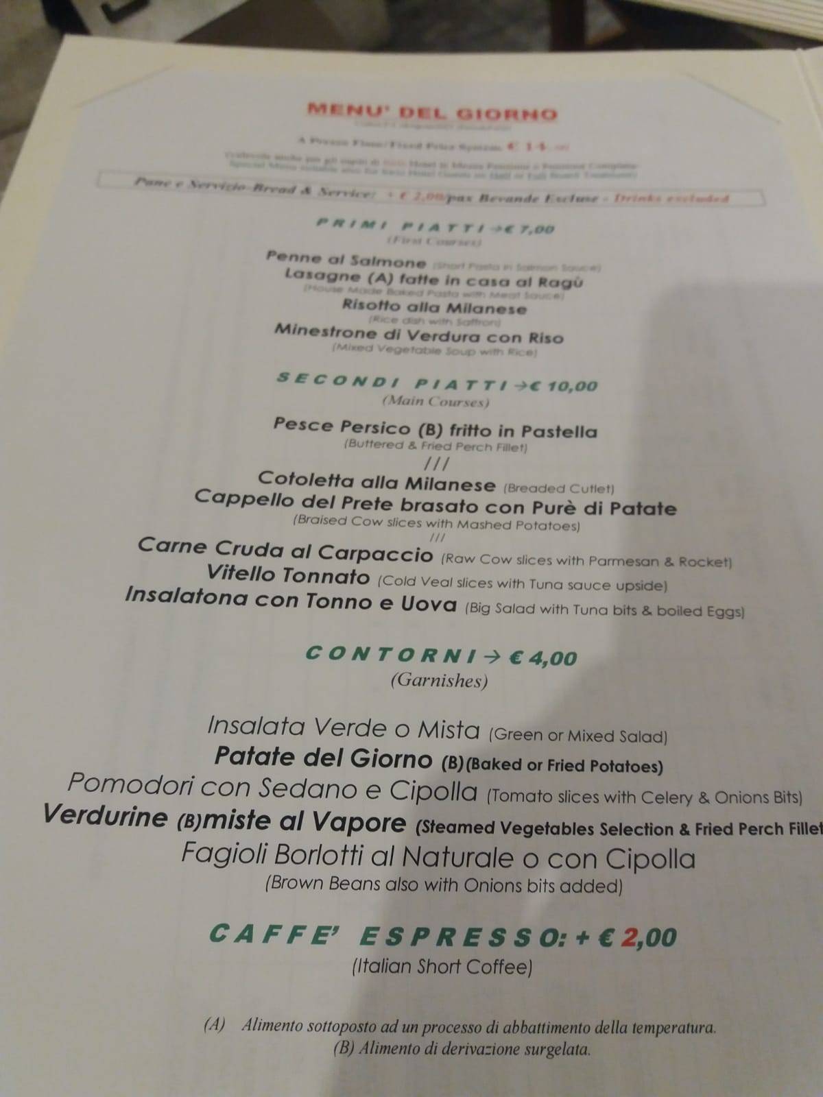 Menu de Ristorante La Rotta