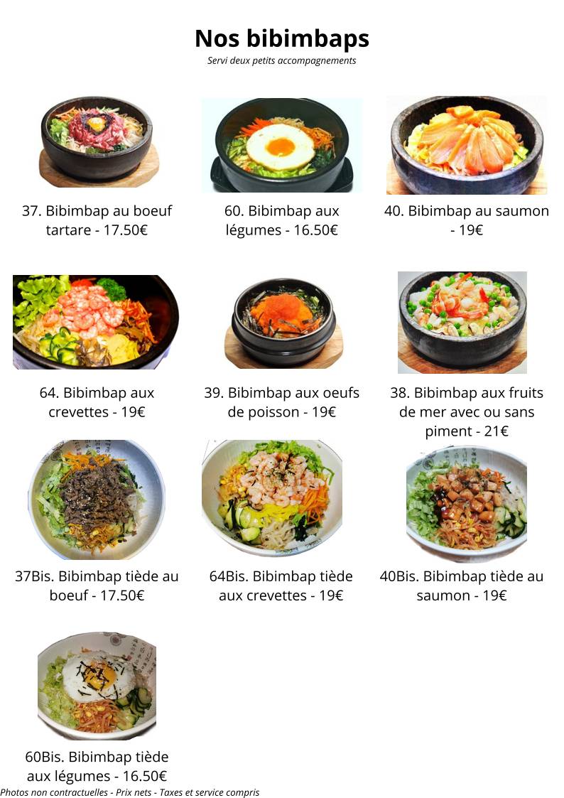Menu de Shingané