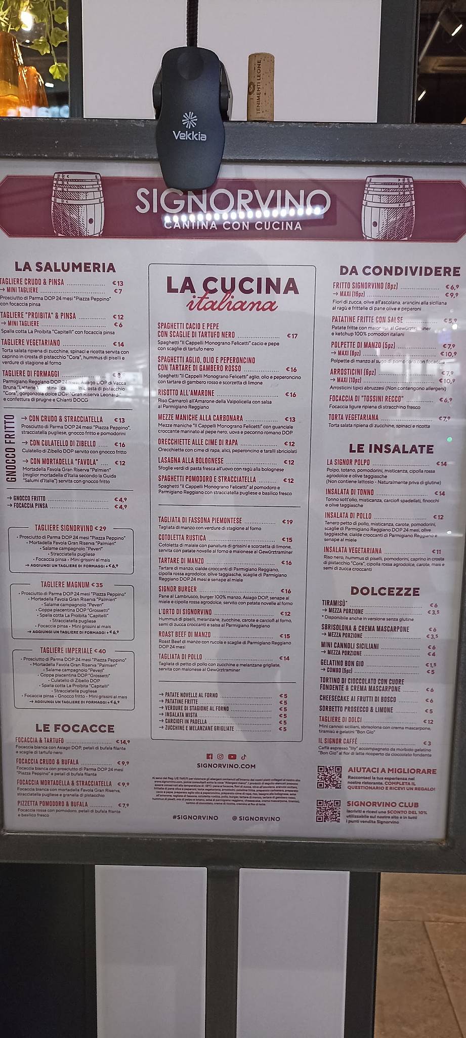 Menu di Signorvino Roma 