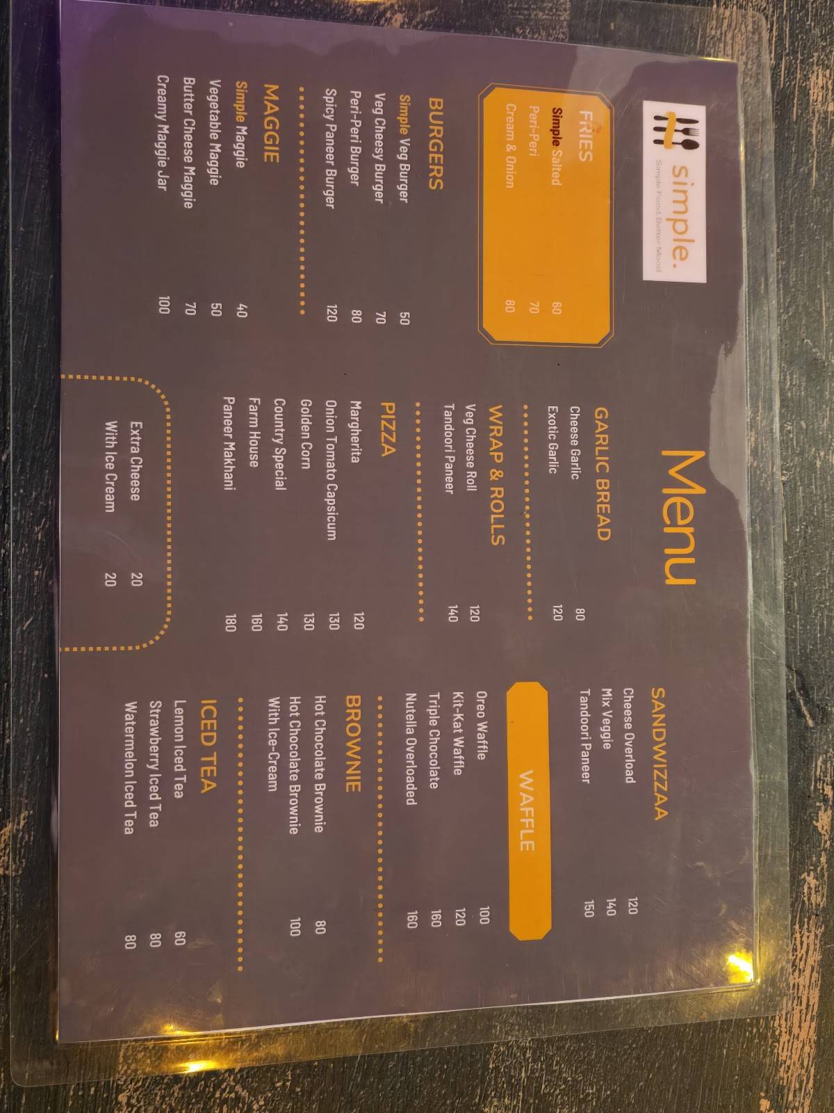Simple cafe menu