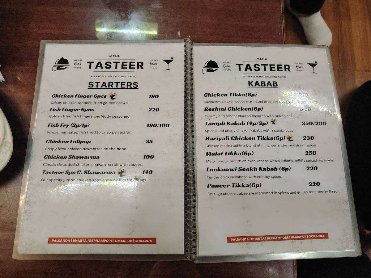Tasteer menu
