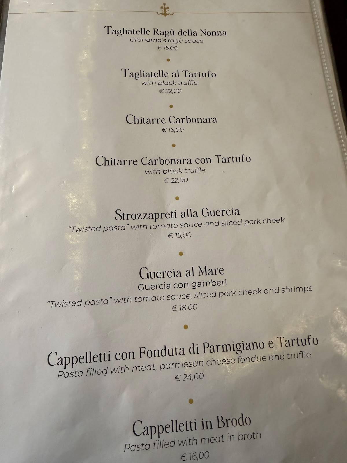 Menu di Vicolo Rimini 