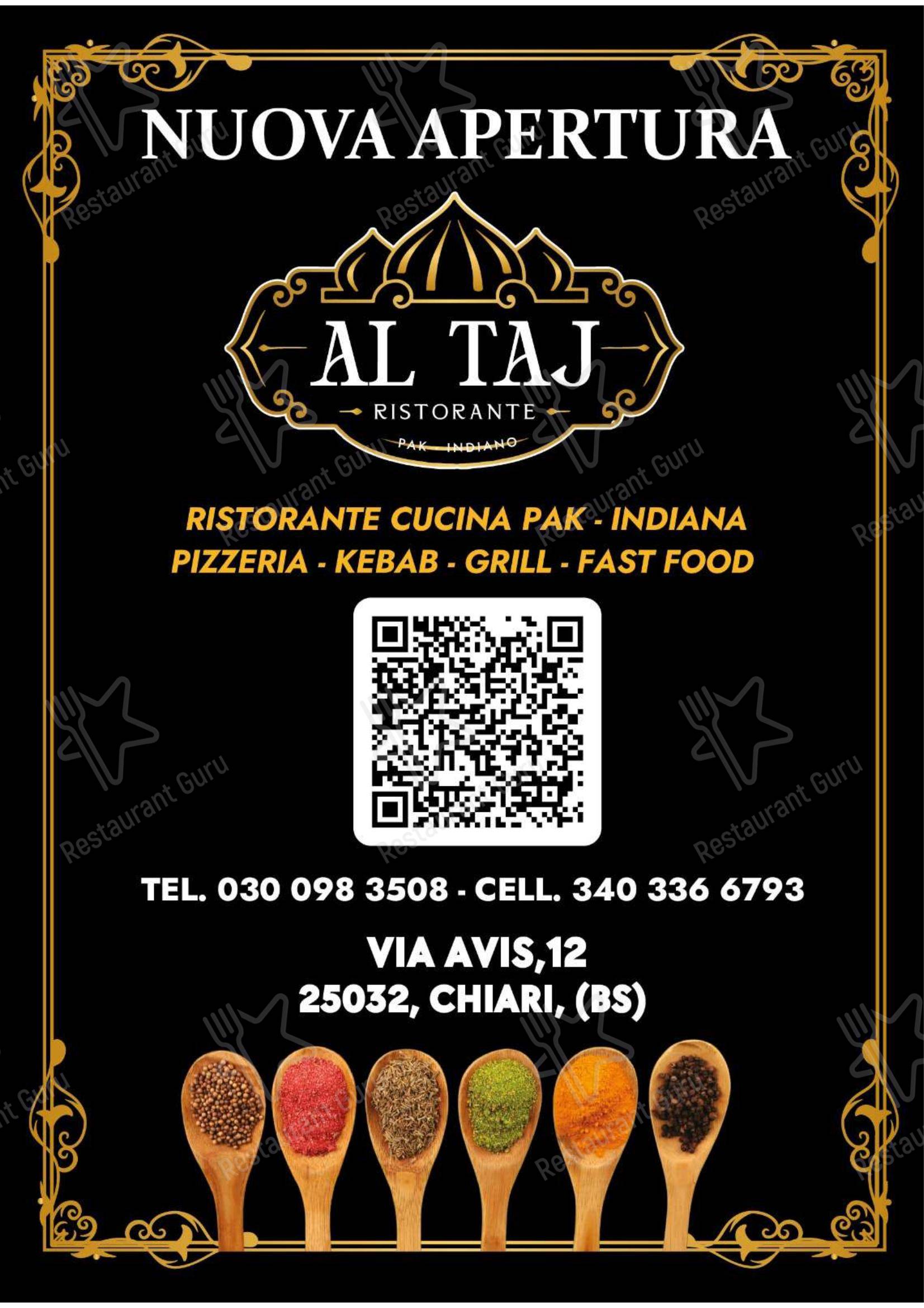 Menu per AL Taj Ristorante ristorante