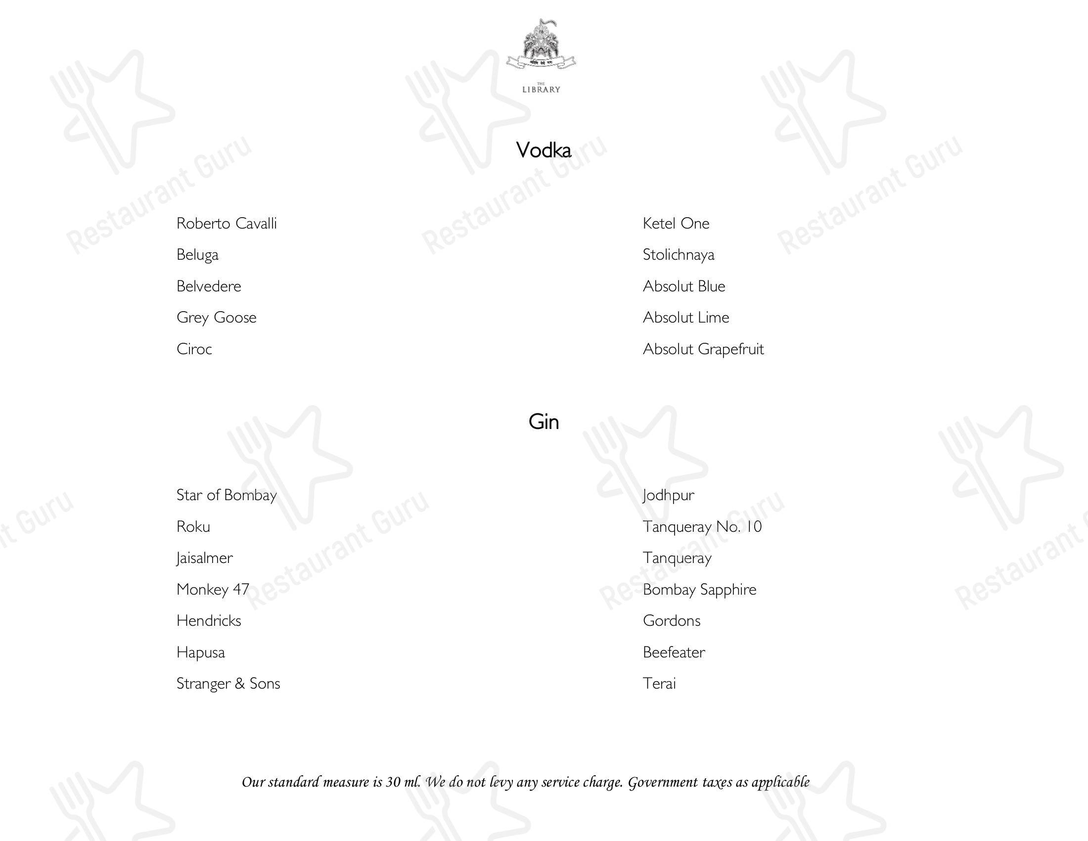 Sheesh Mahal in Udaipur - Menu