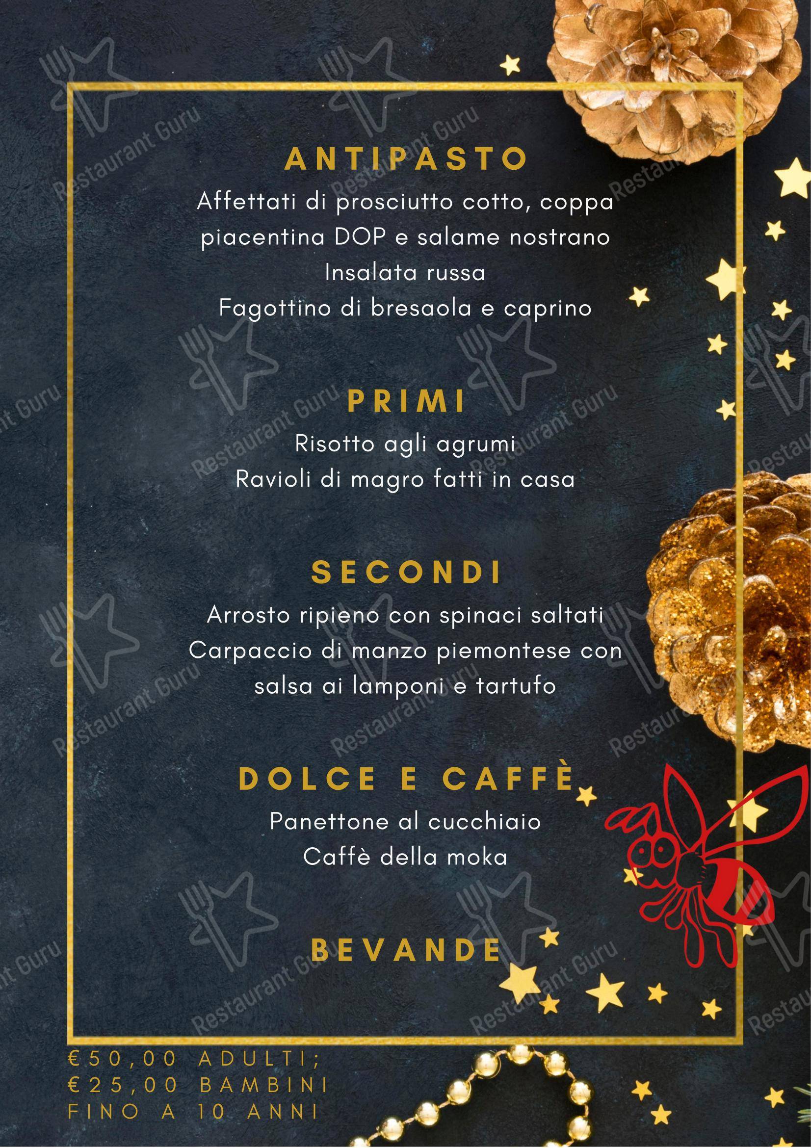 Menu bar per Alla Ribella in Rivolta d' Adda