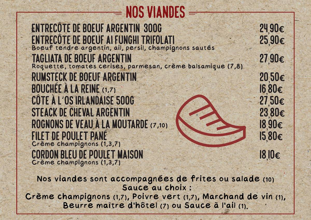 Menu de Brasserie Terres Rouges