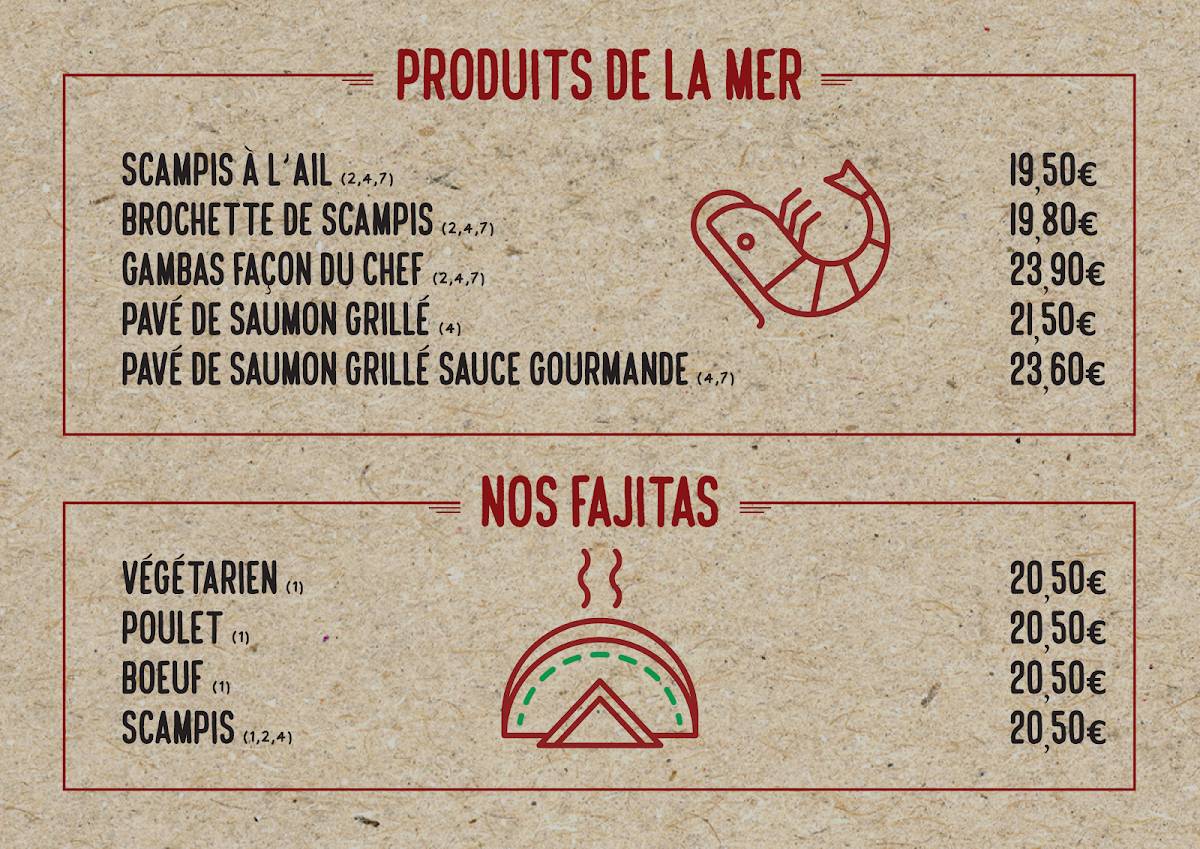 Menu de Brasserie Terres Rouges