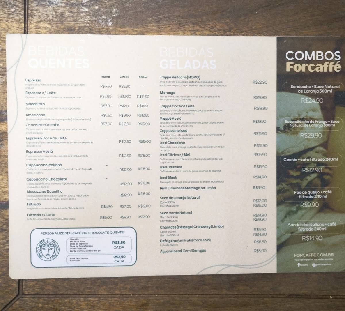 Forcaffé cardápio
