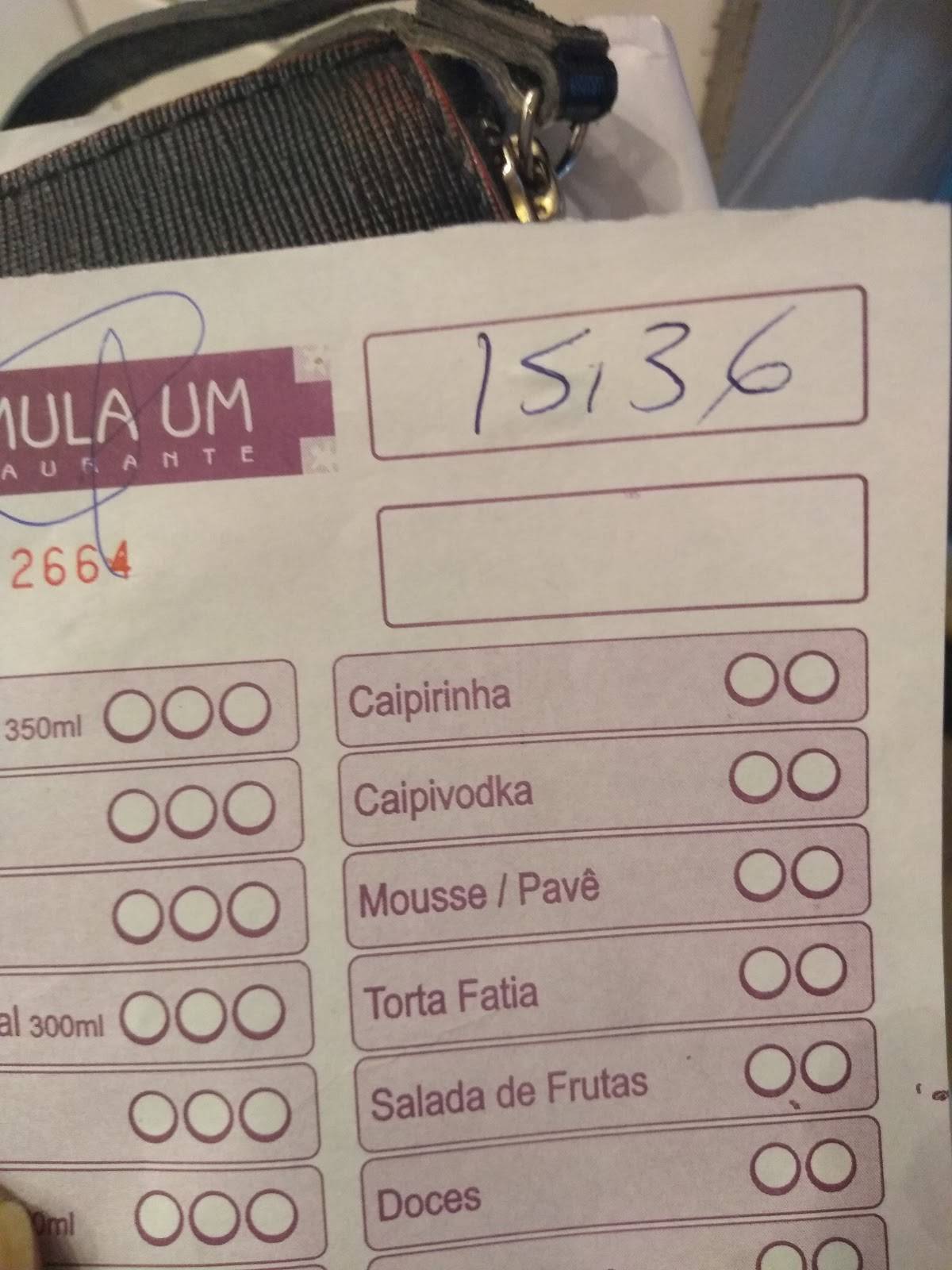 Galeto Fórmula Um cardápio