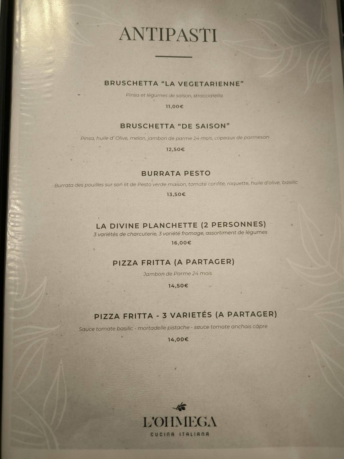 Menu de L'Ohmega