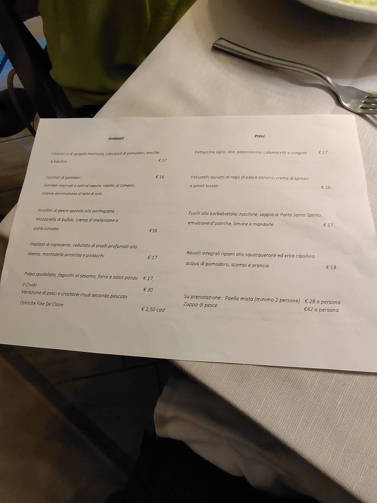 Menu di La Rada 