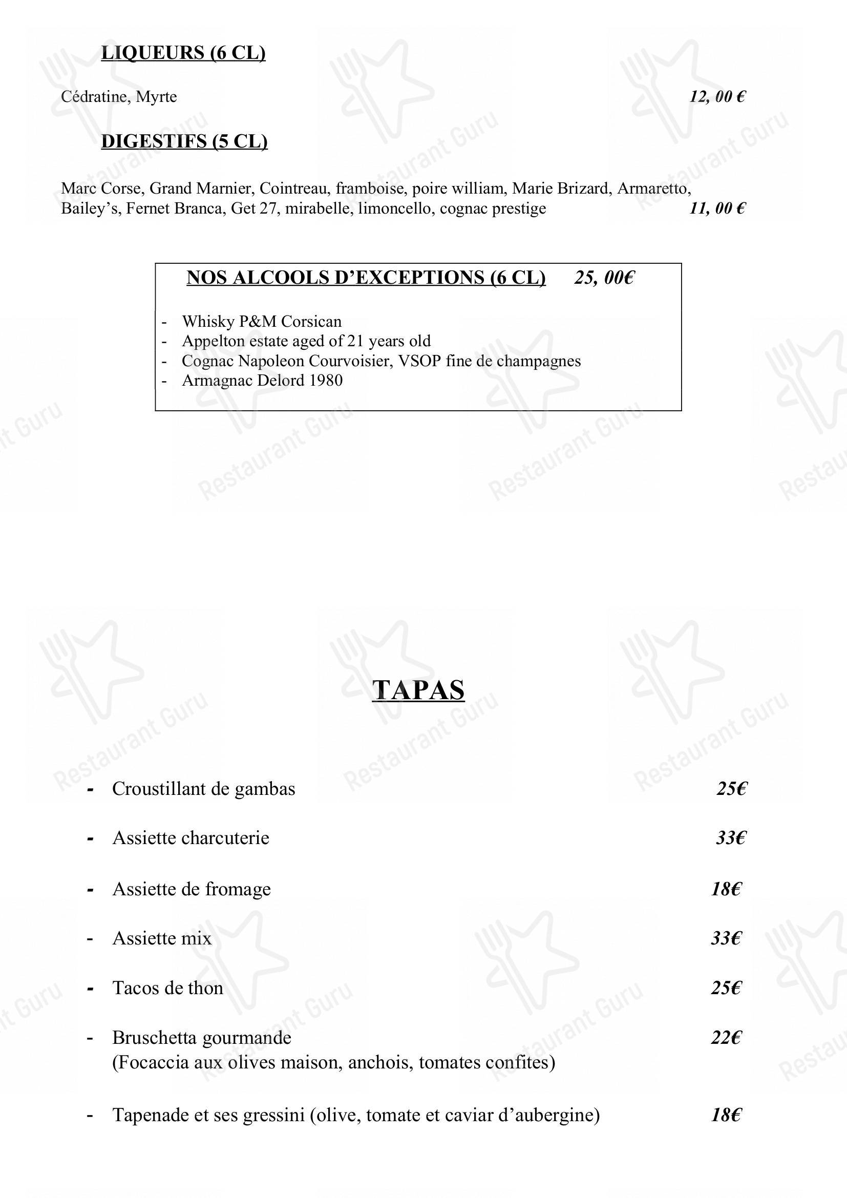 Menu pour Les Roches Rouges - Menu bar