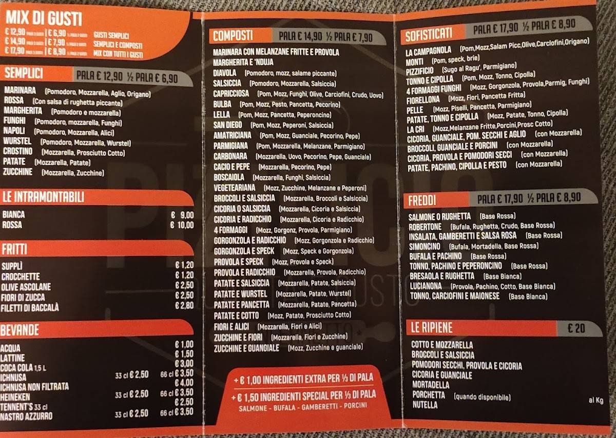 Menu di PIZZIFICIO 