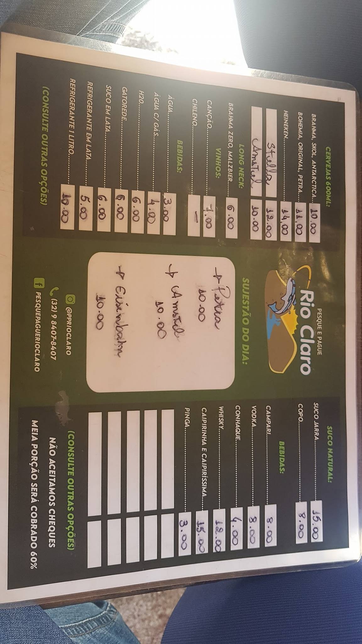 Pesque e Pague Rio Claro cardápio