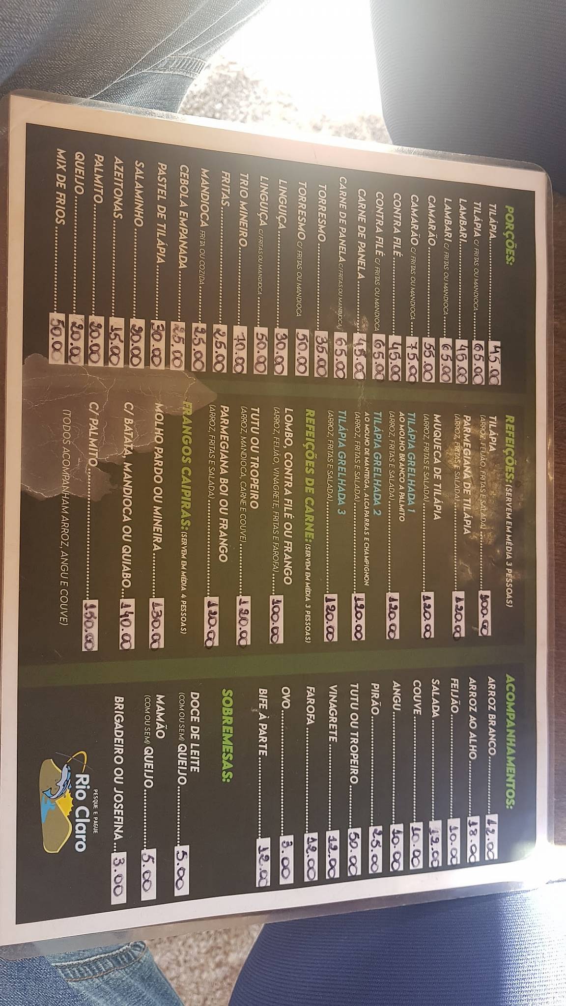 Pesque e Pague Rio Claro cardápio