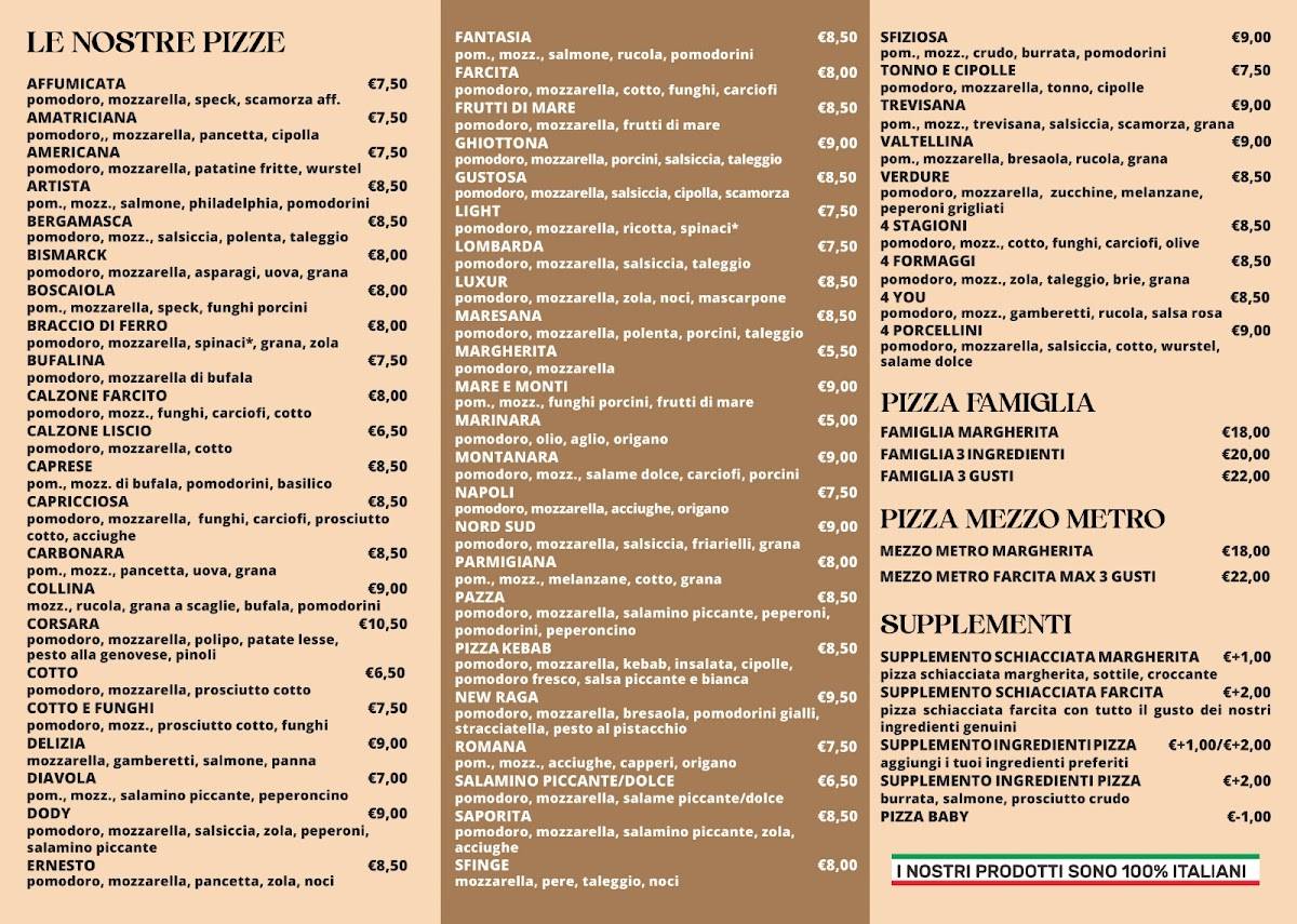 Menu di Pizza Raga 