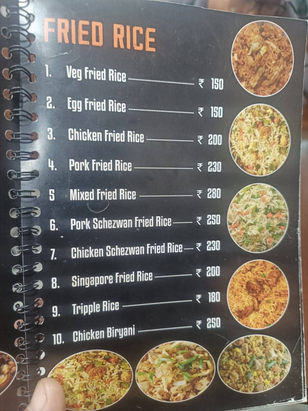 R K Restaurant menu