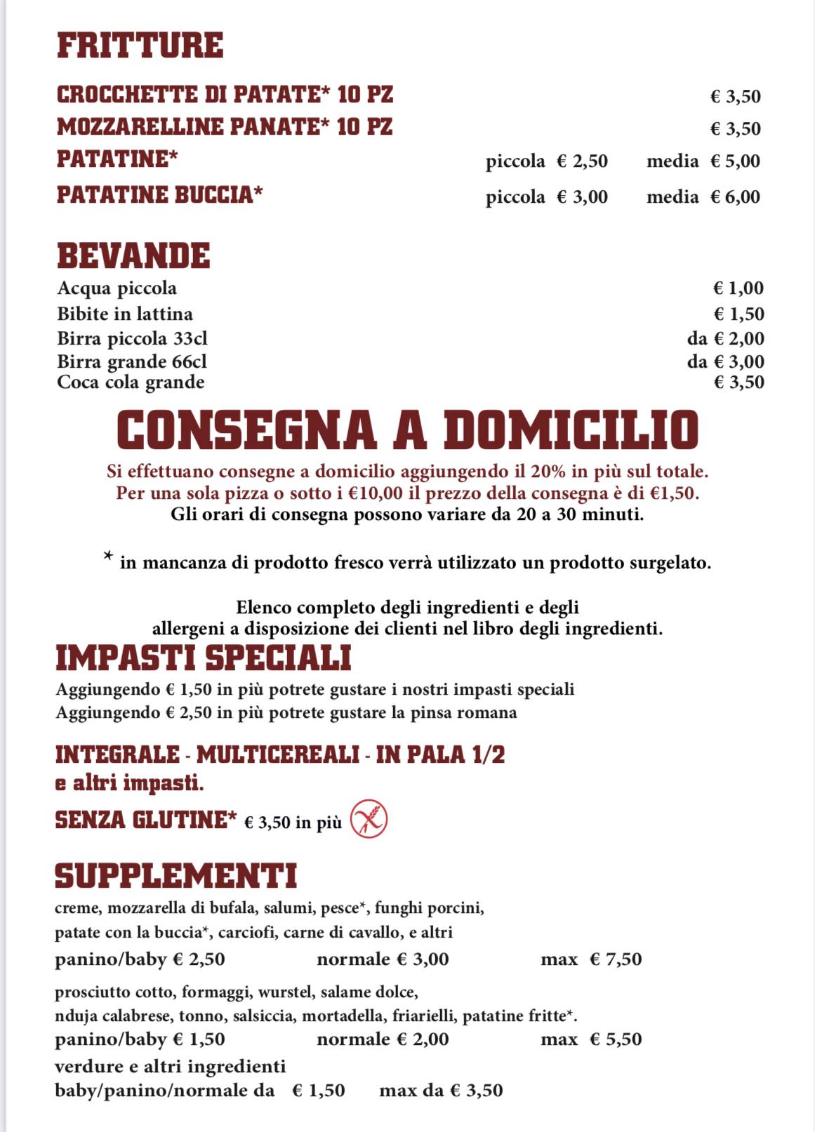 Menu di 80 Fame 