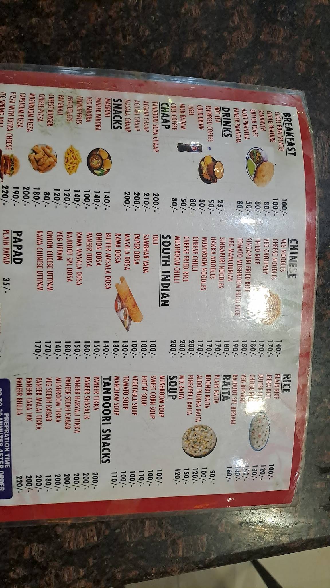 Rajdoot Restaurant menu