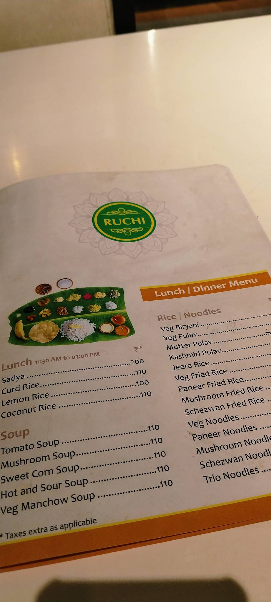 Rasoi by Ruchi menu