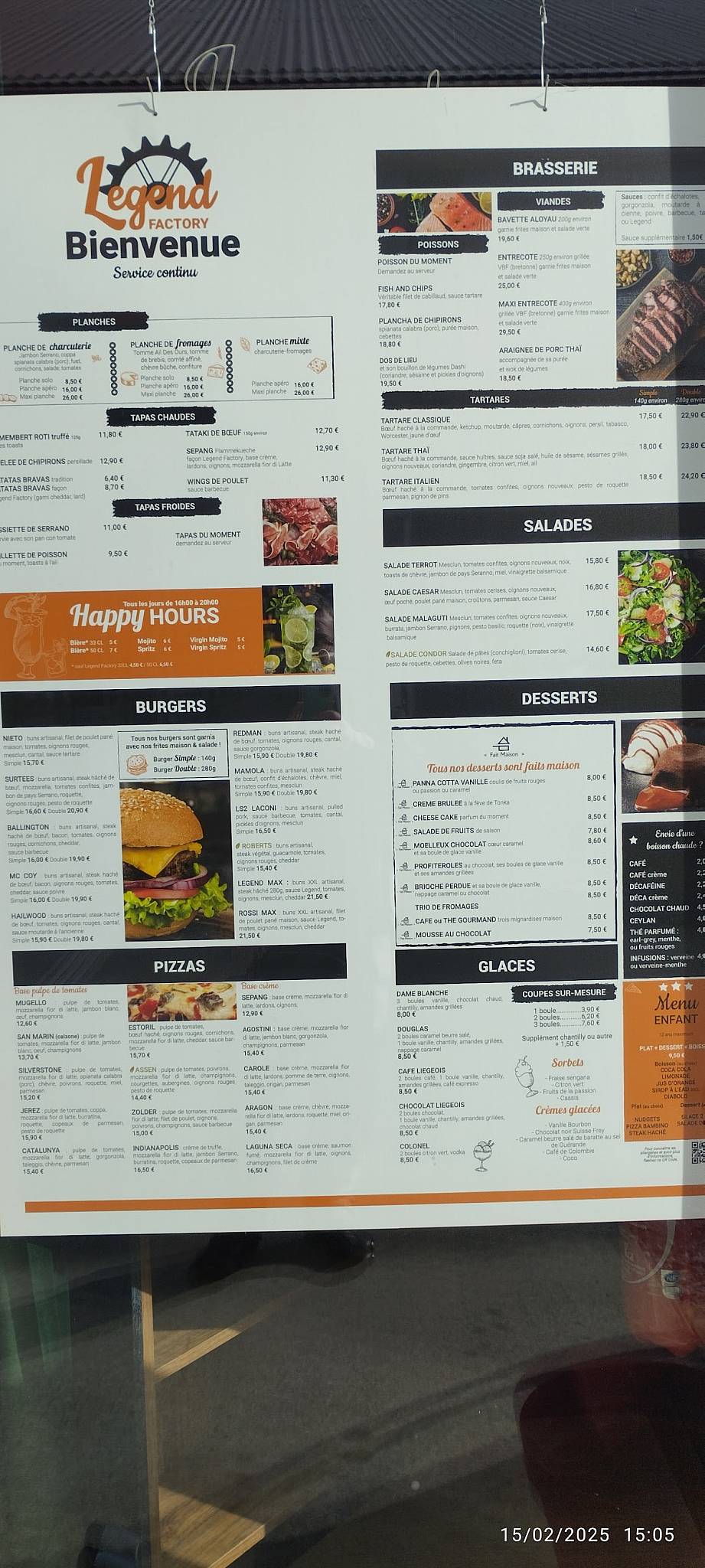 Menu de Legend Factory