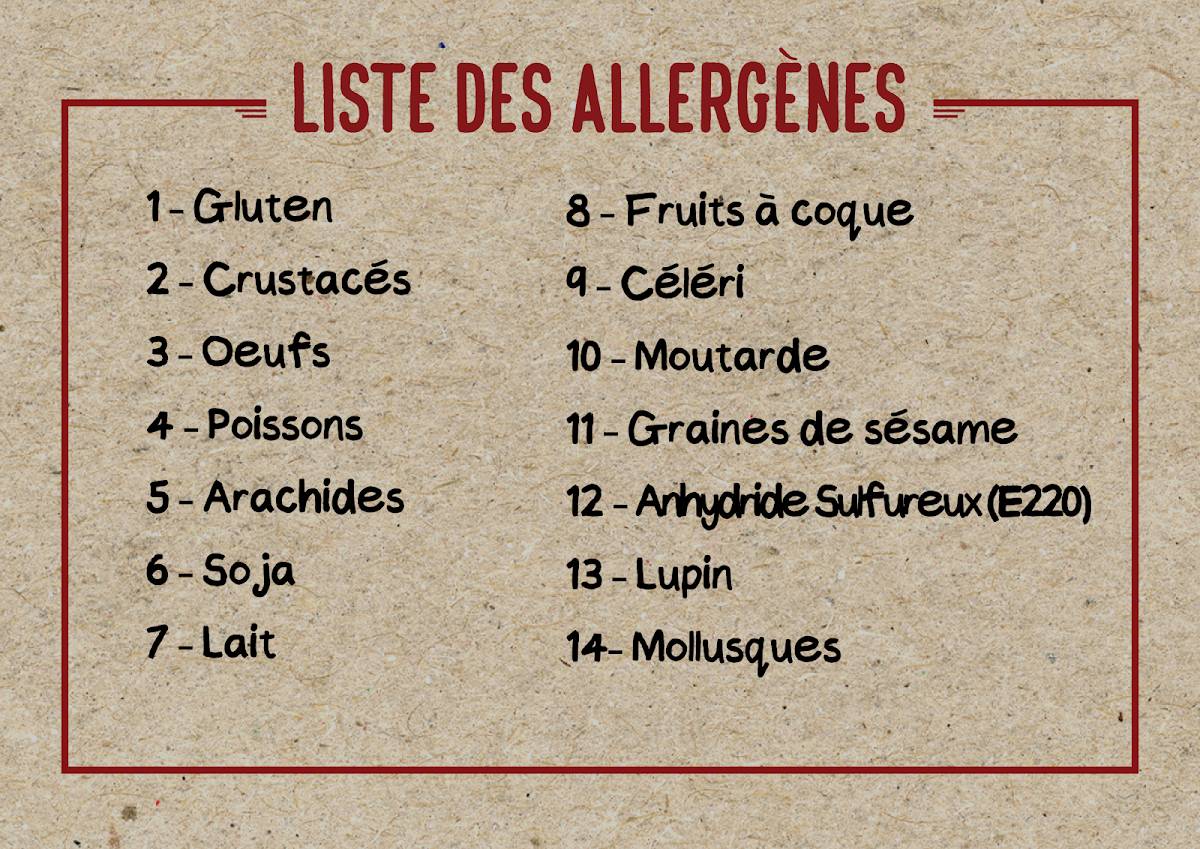 Menu de Brasserie Terres Rouges