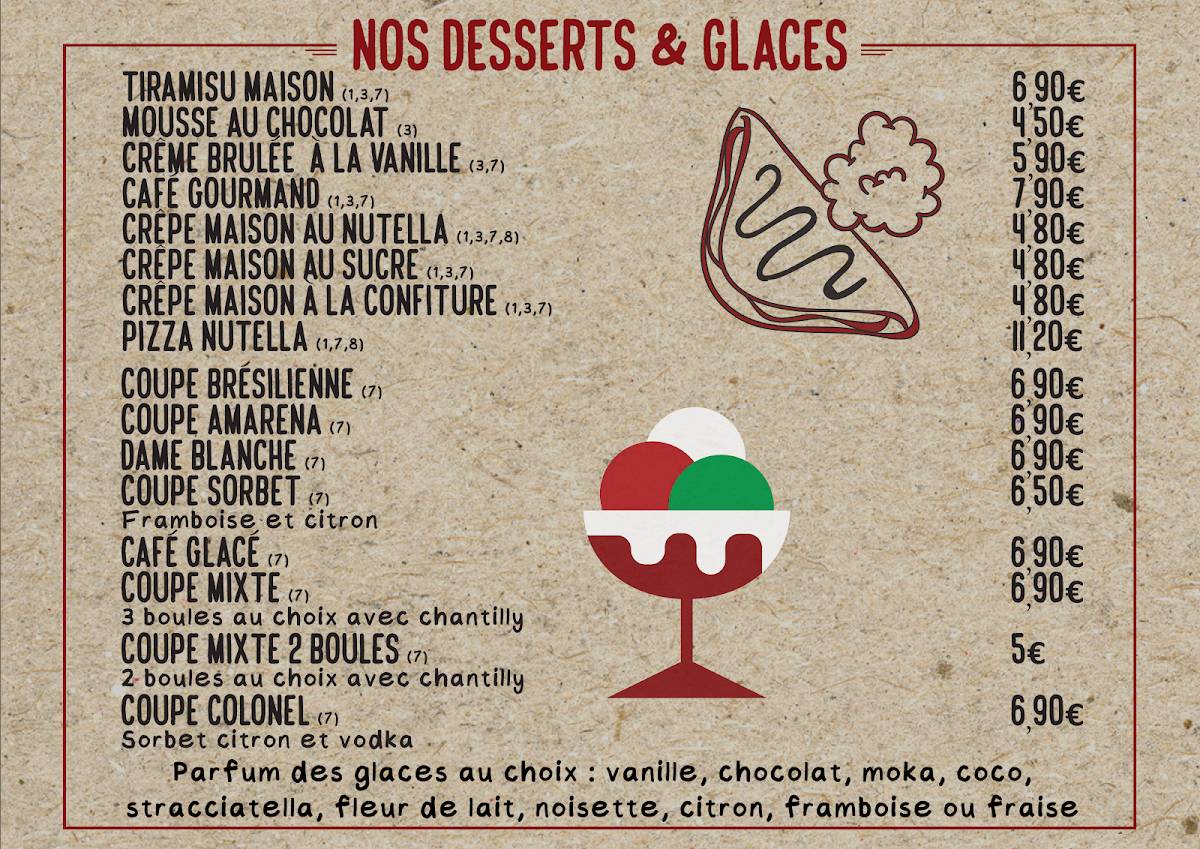 Menu de Brasserie Terres Rouges