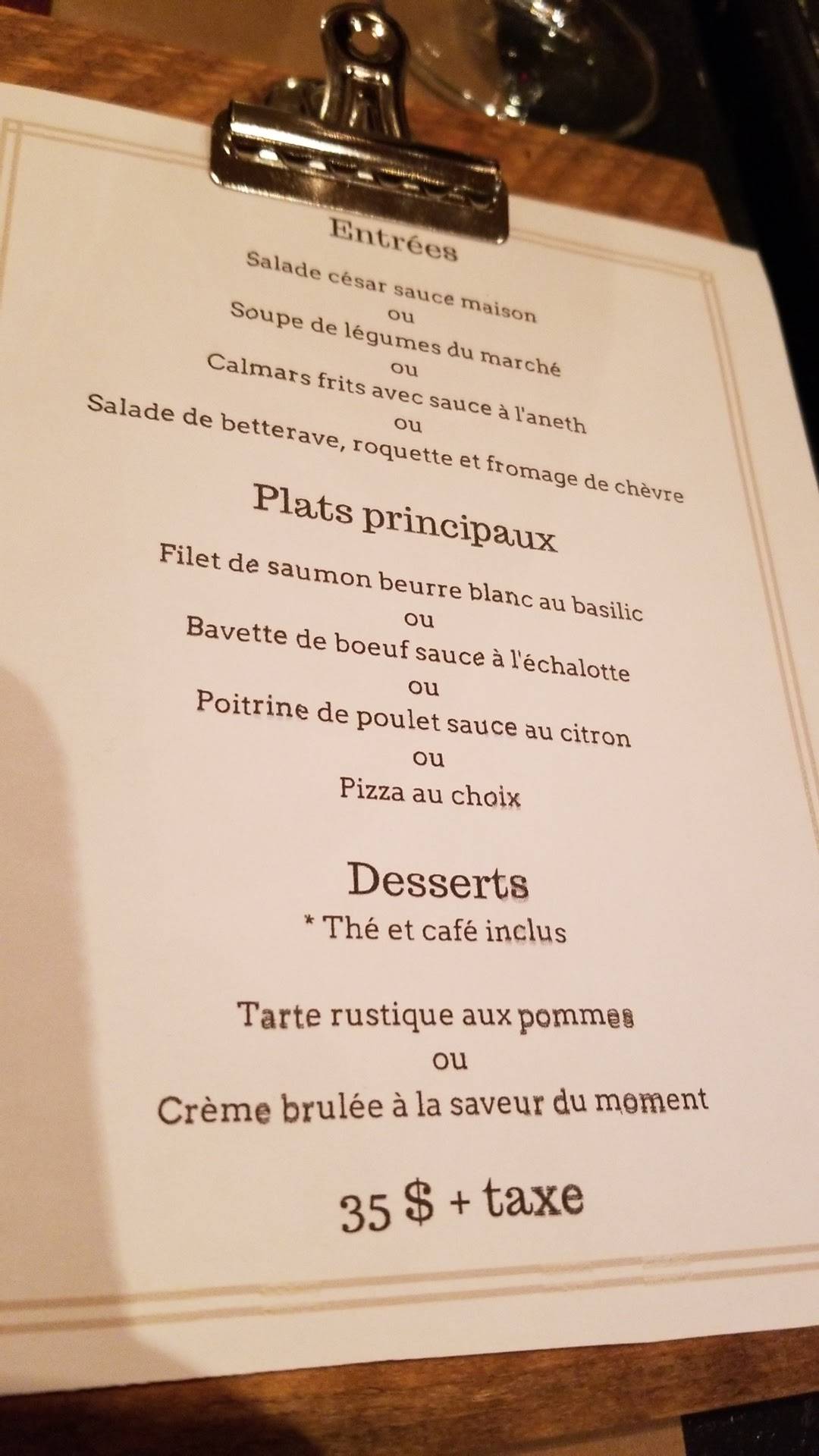 Menu de Restaurant Jack Rabbit