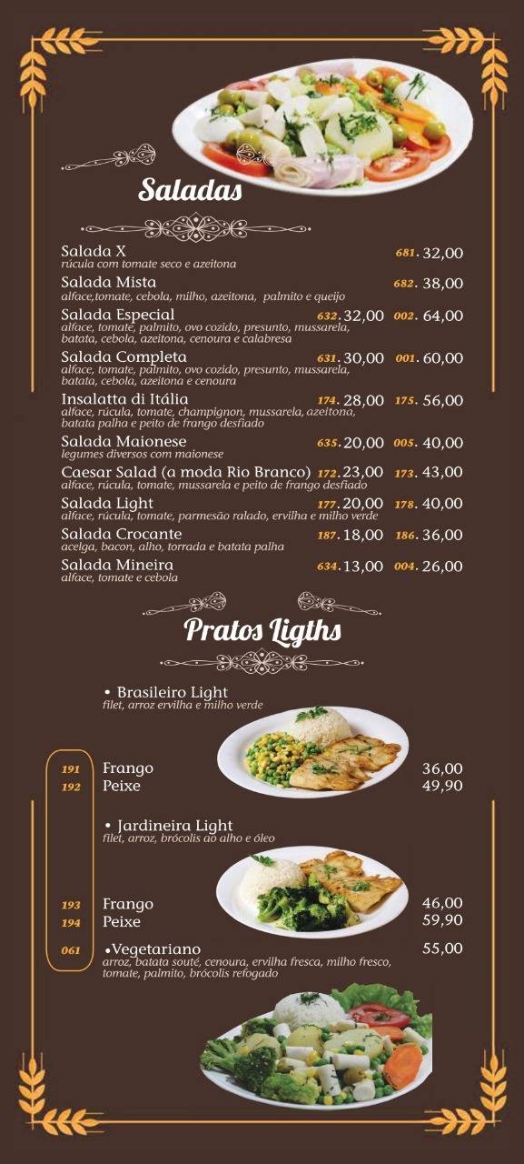 Restaurante Rio Branco cardápio