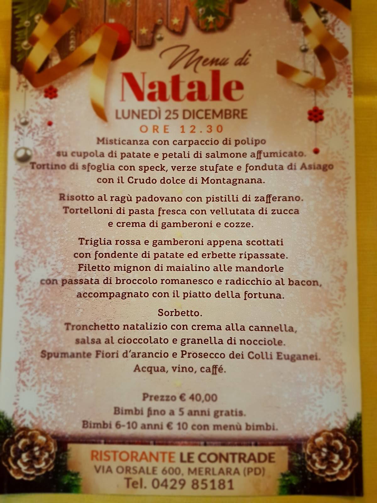 Menu di Ristorante Le Contrade 