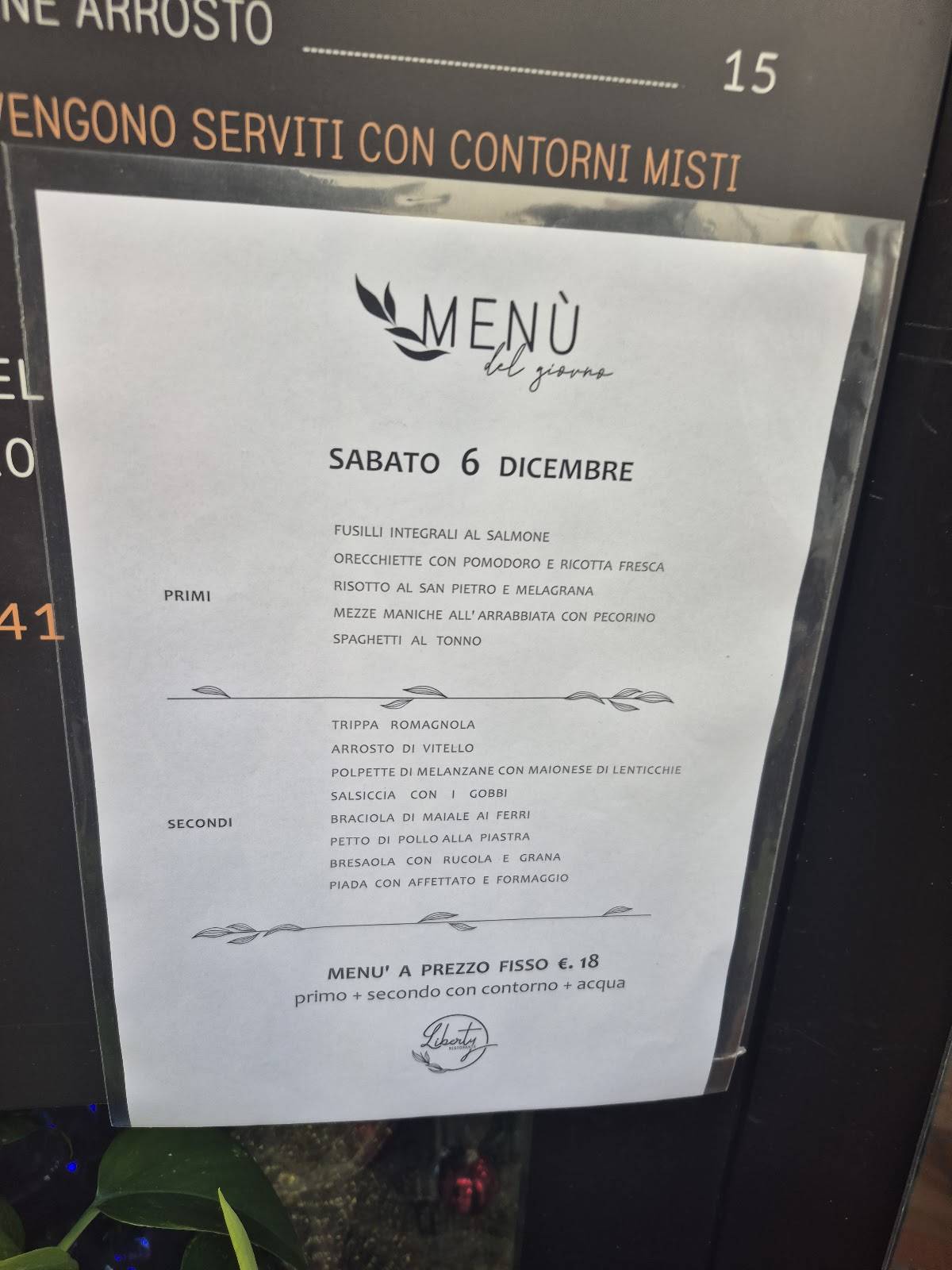 Menu di Ristorante Liberty 