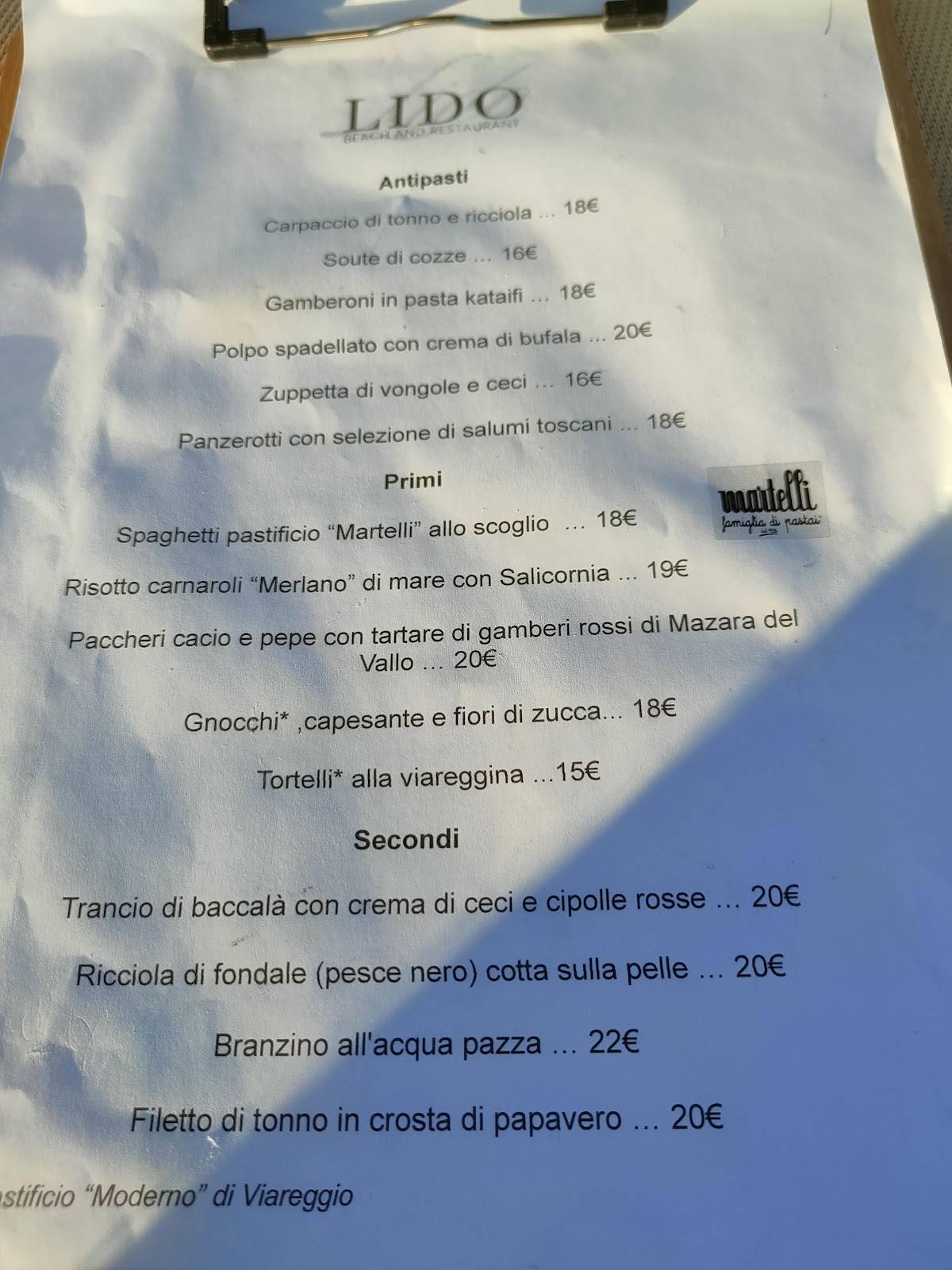 Menu di Lido 