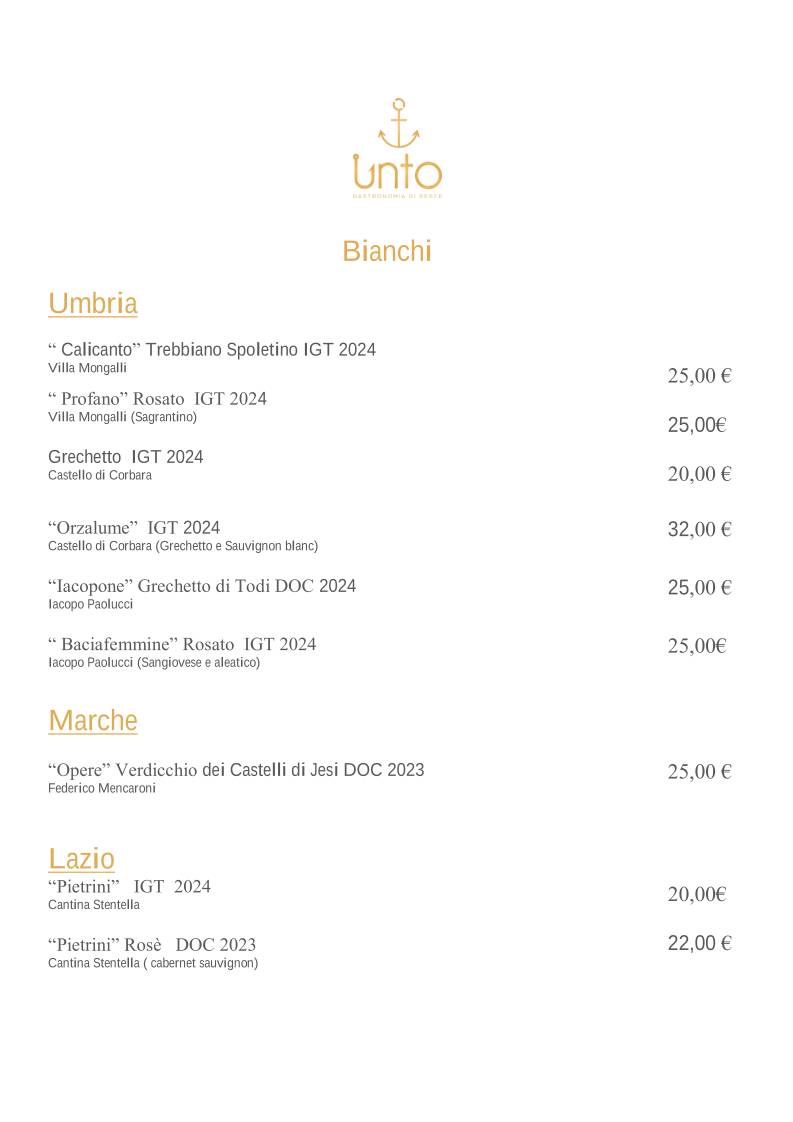 Menu di Ristorante Unto 
