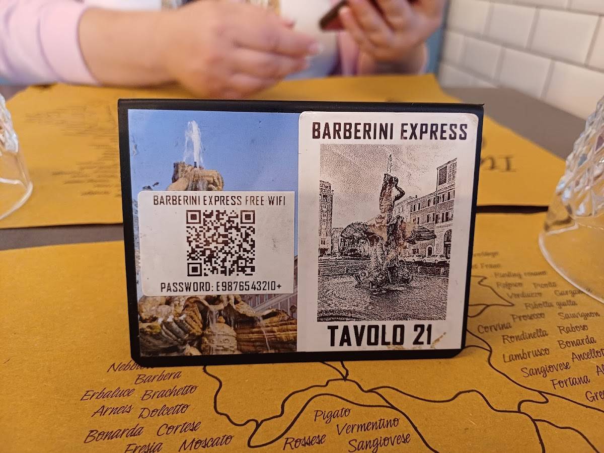 Menu de Barberini Express Roma
