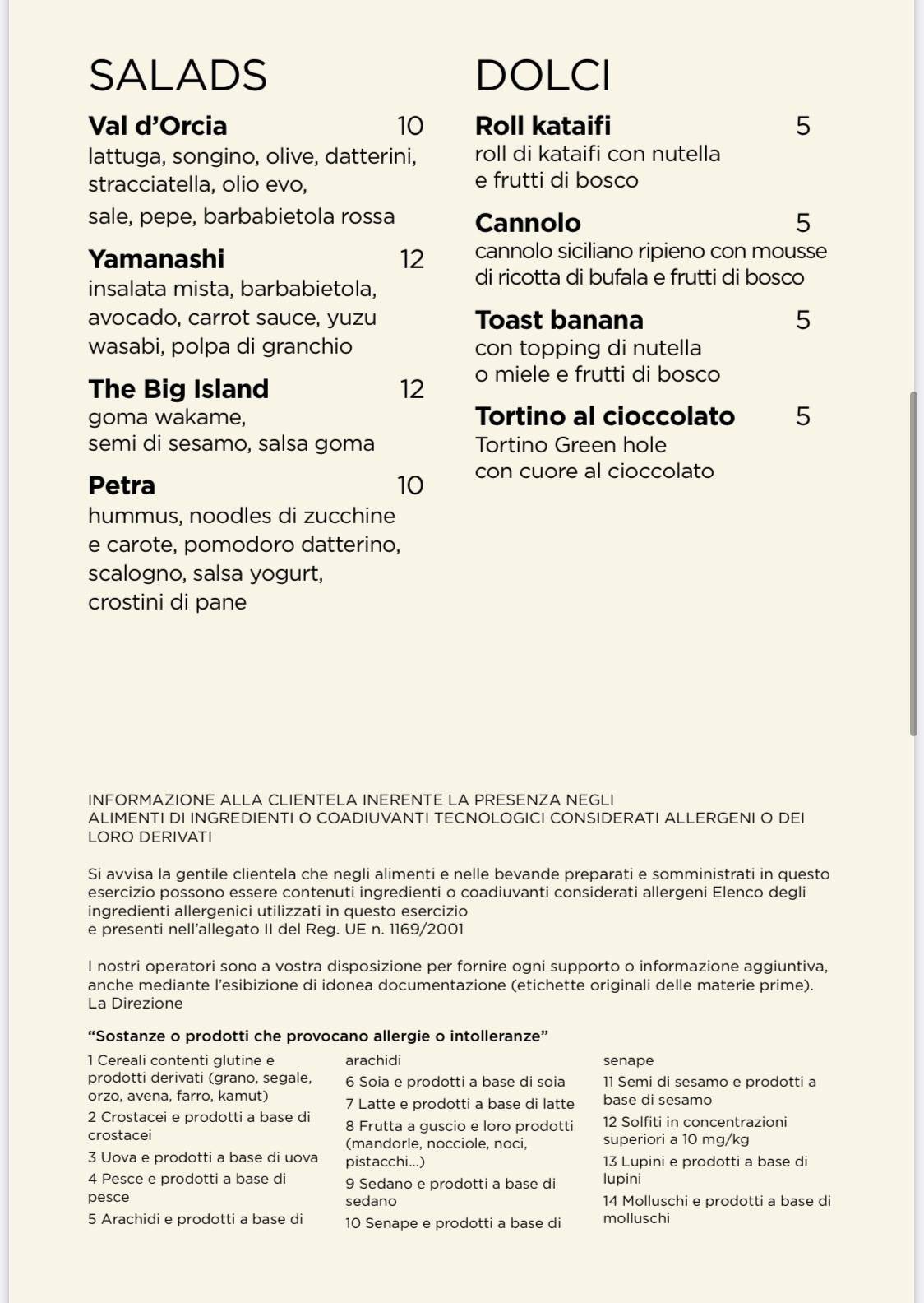 Menu di Green Hole Concept 