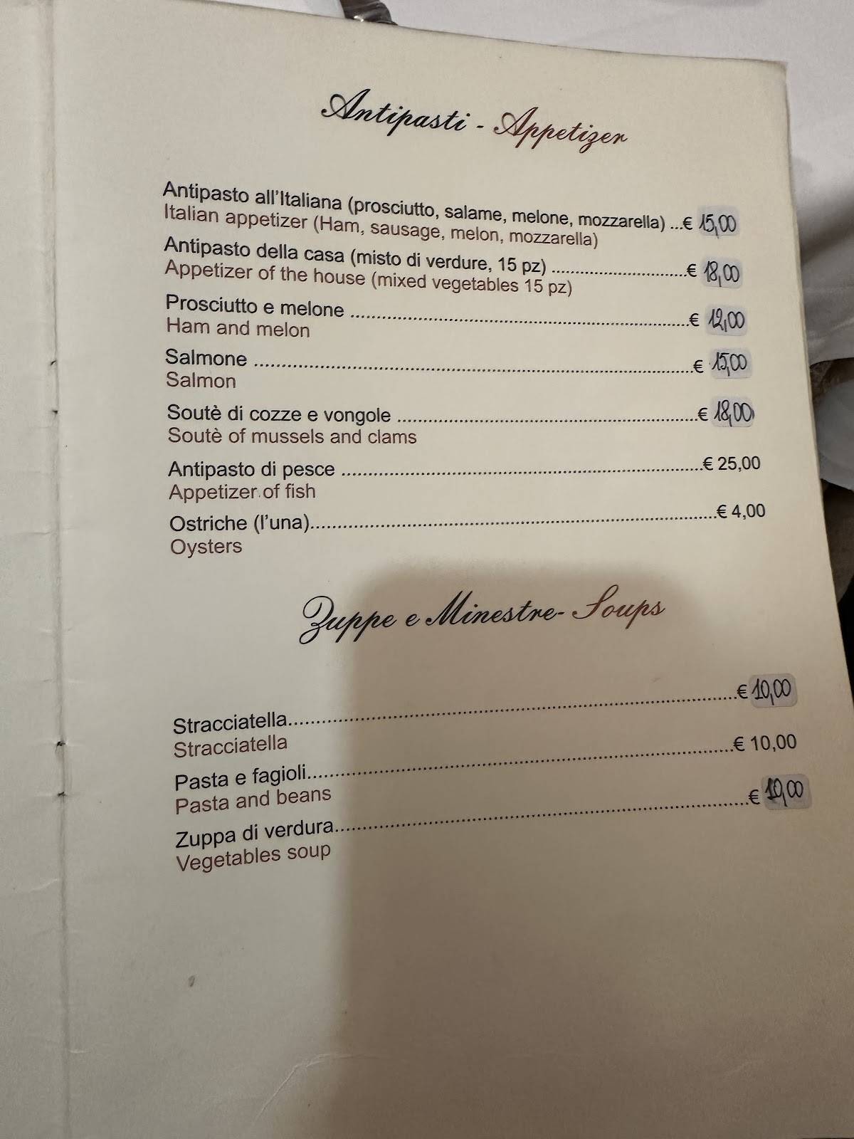 Menu di L'orso 80 