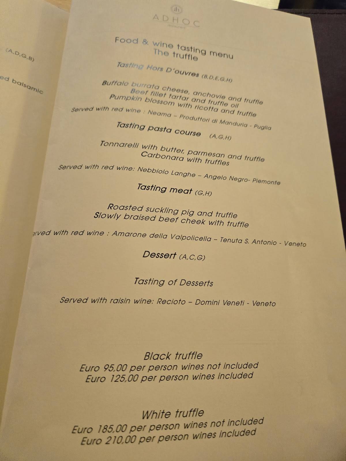 Menu de Ristorante Ad hoc