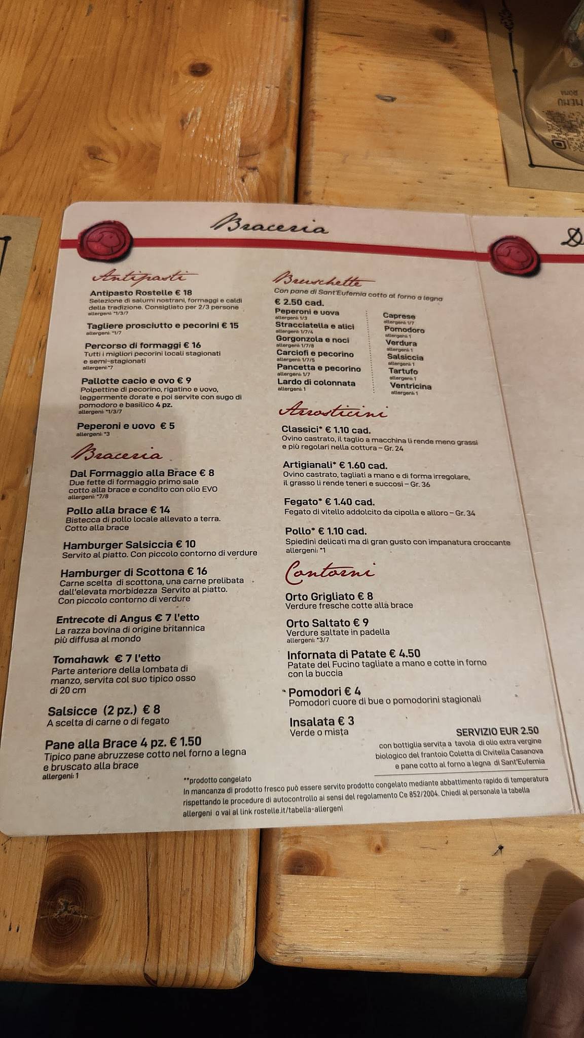 Menu di Rostelle and Co. Roma 