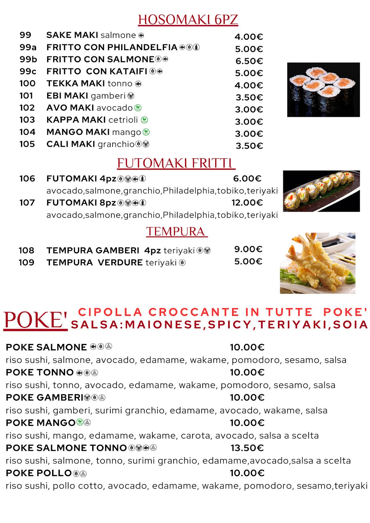 Menu di Ristorante Sakura 