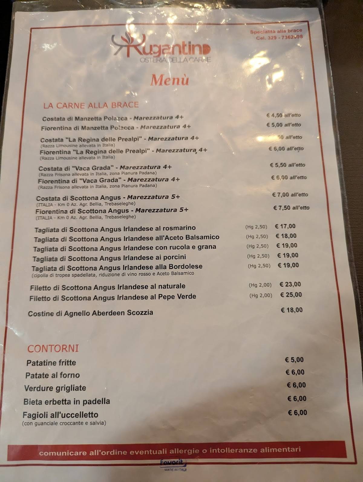 Menu di Rugantino 