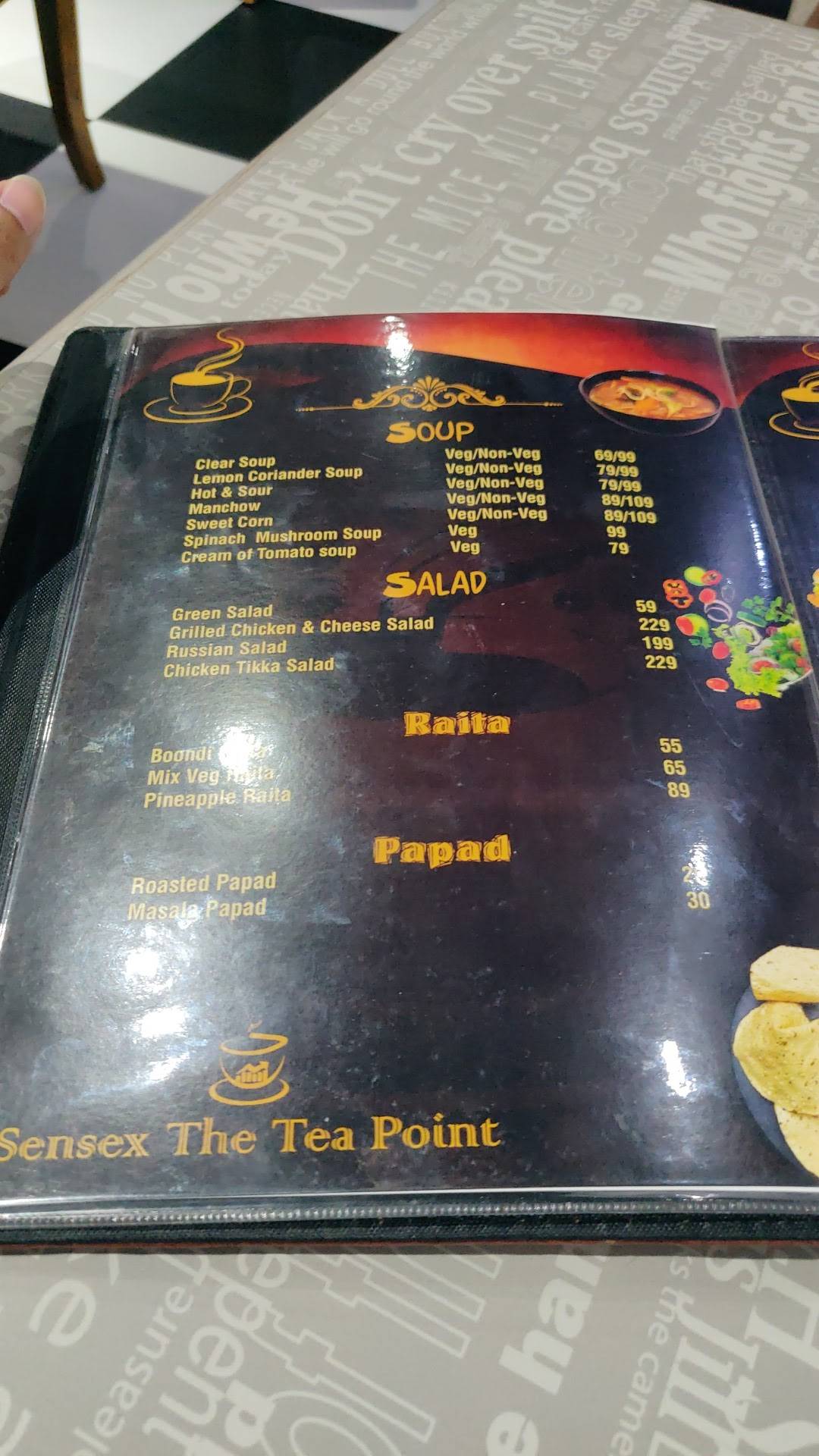 Sensex The Tea Point menu