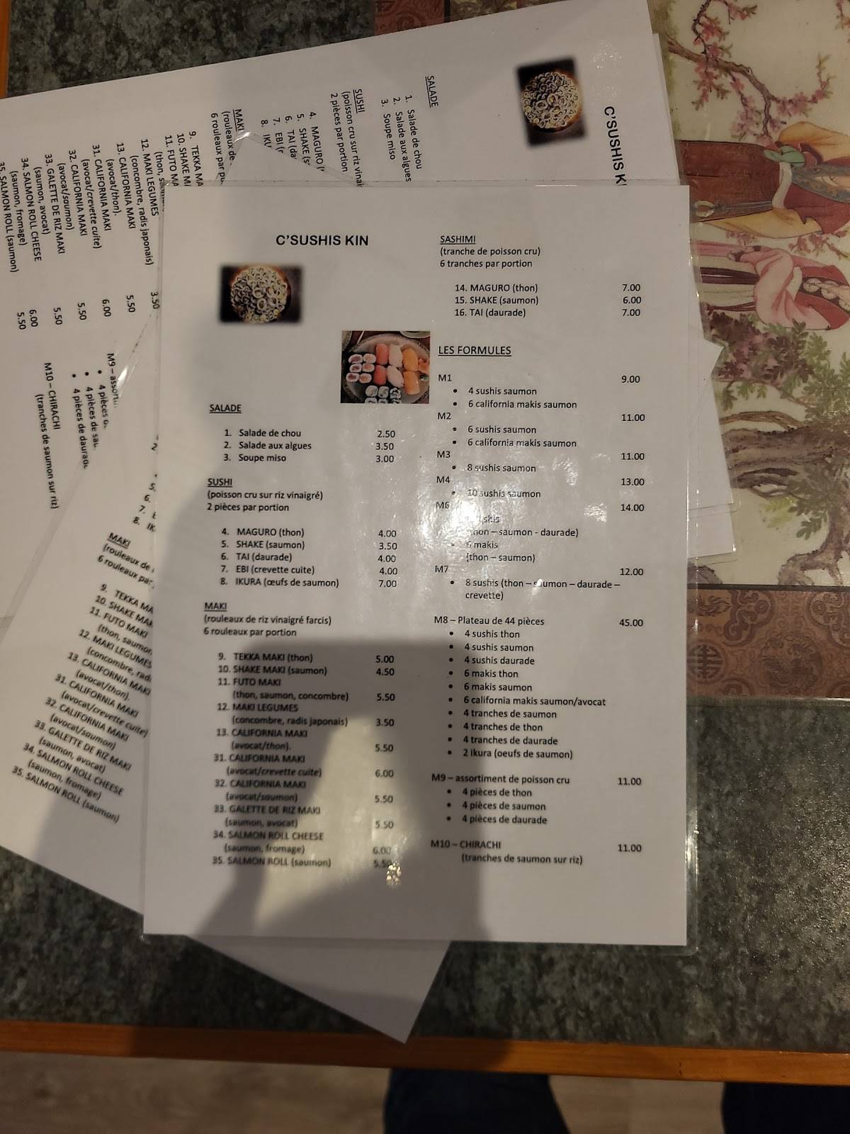 Menu de Sushis Kin