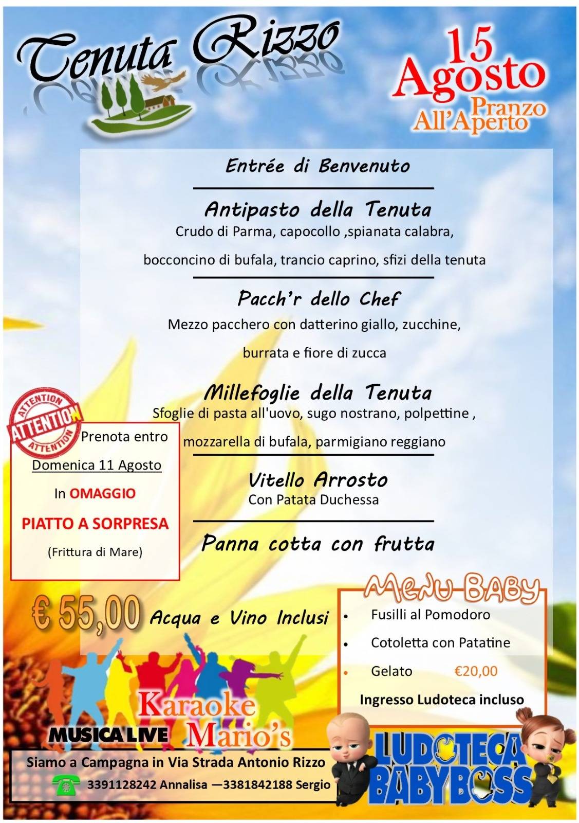 Menu di Tenuta Rizzo 