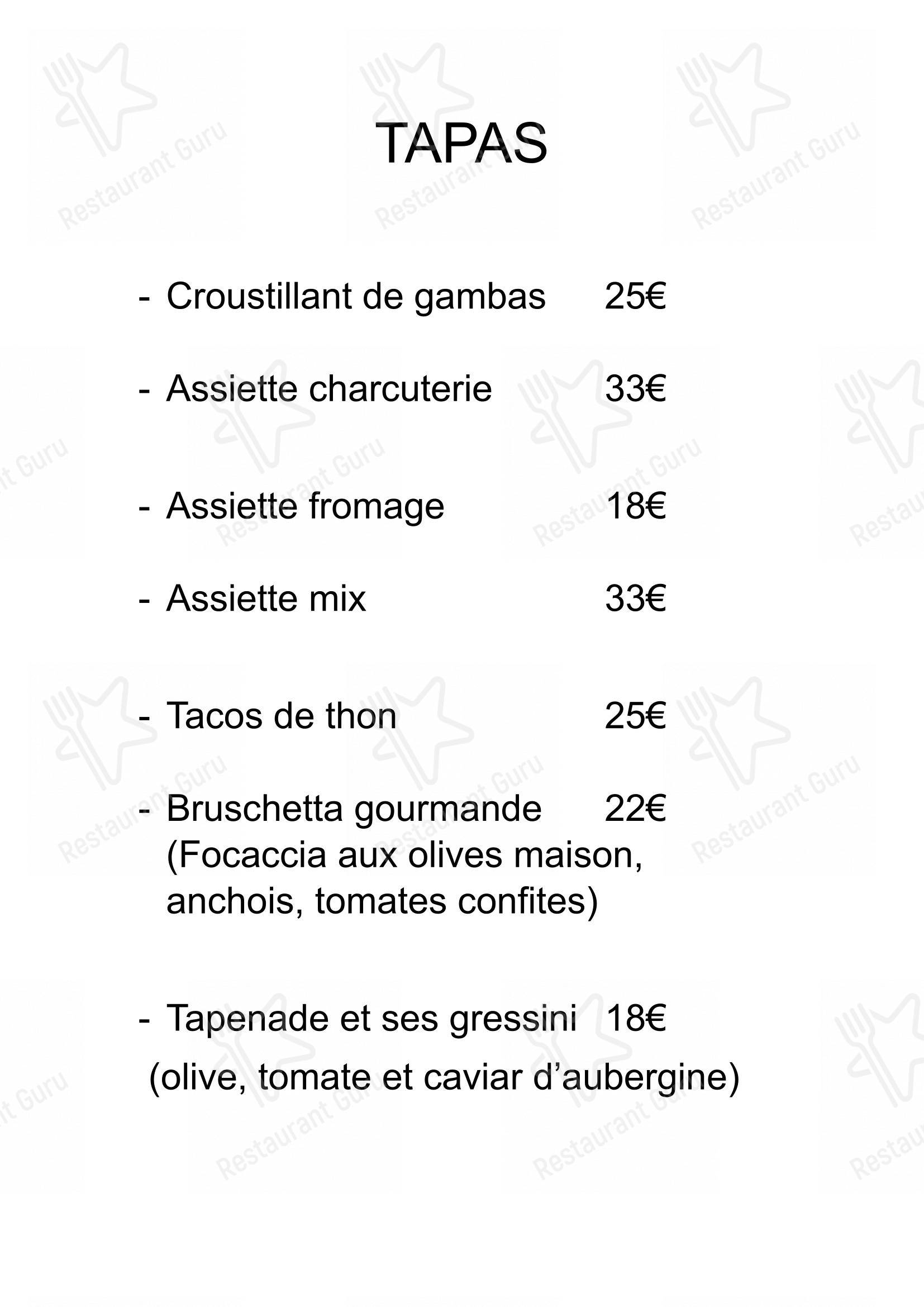 菜单 pour Les Roches Rouges dans Piana