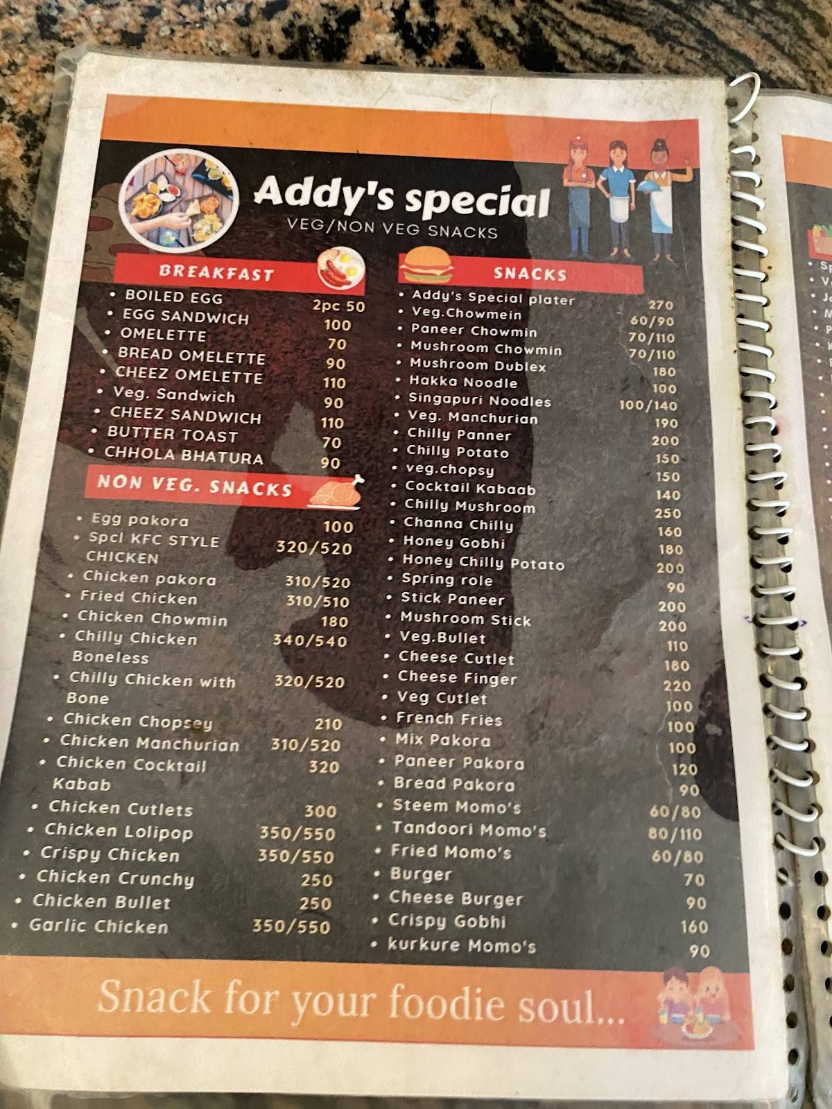 Addy's Kitchen menu